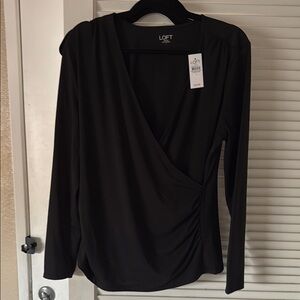 LOFT Women's Black Wrap Top